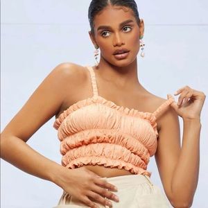 Ruched Solid Crop Top Cami